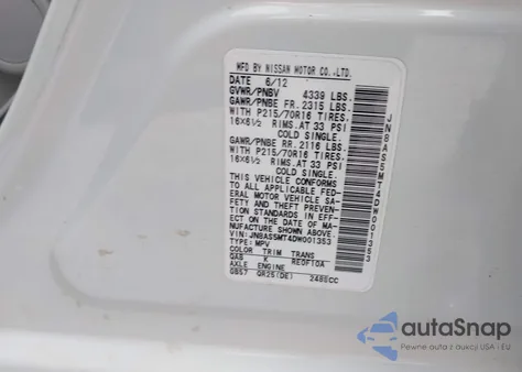 2013 Nissan Rogue S z USA, uszkodzony, nr VIN JN8AS5MT4DW001353